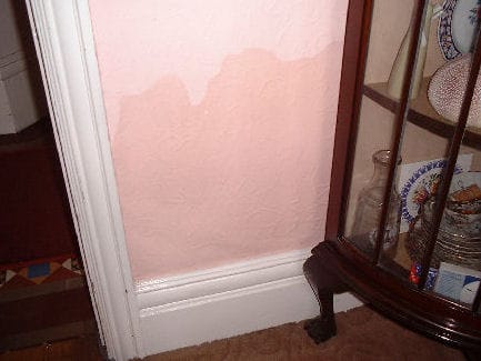 Damp Plaster affected by Rising Damp