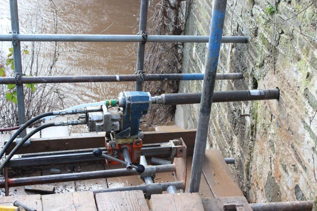 Drilling Rig in Position on Bridge