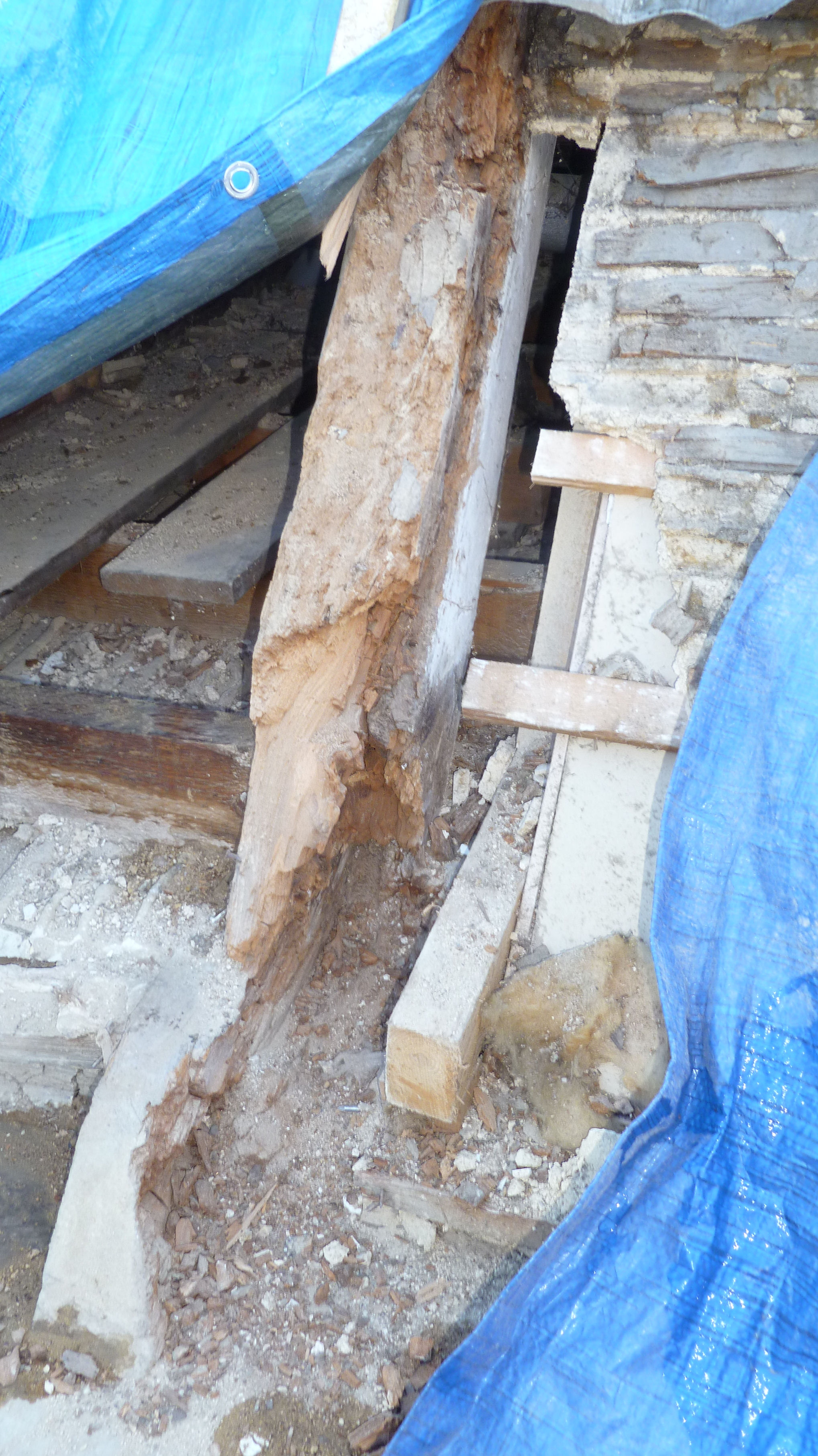 Decayed Truss End Timber in need of repair.