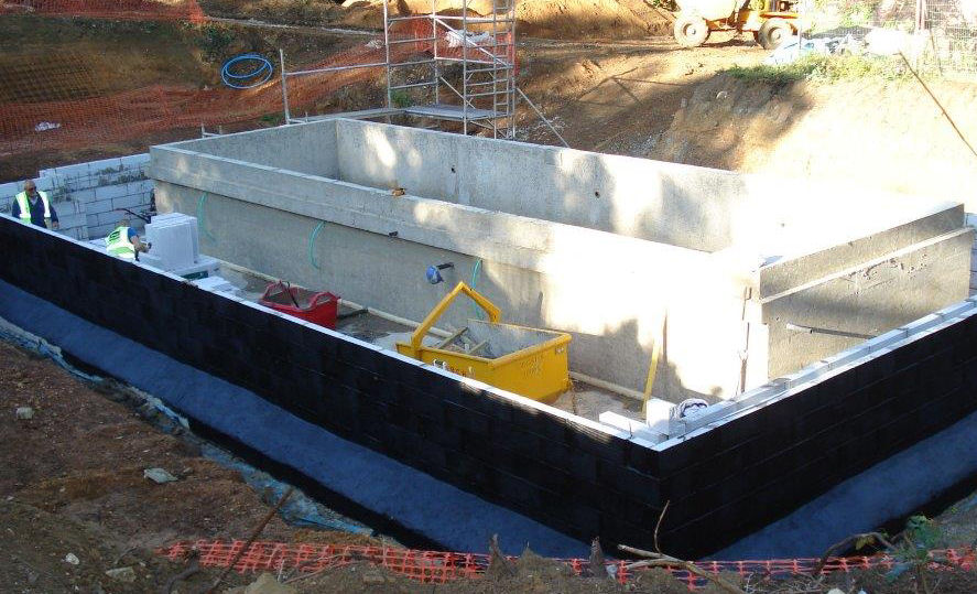 Waterproofing Process underway with Swimming Pool foundation complete